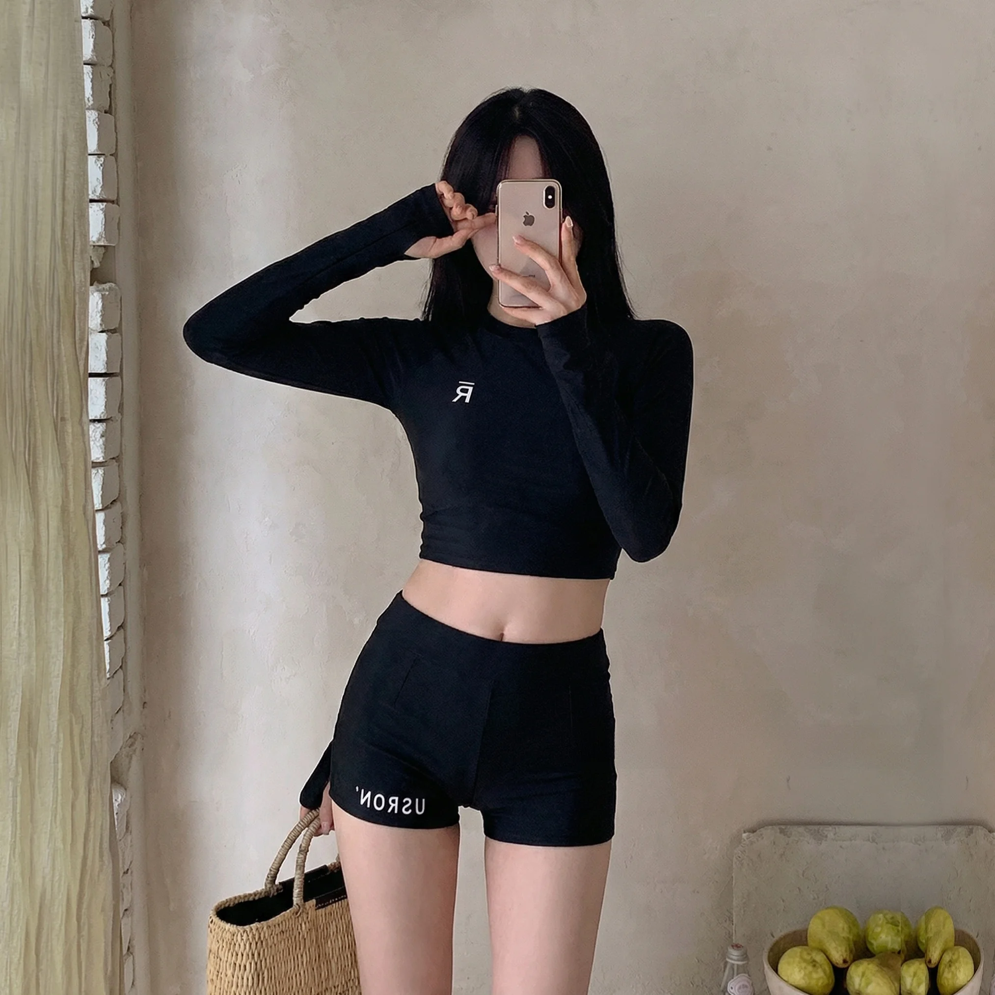 

Women's Conservative Swimwear Sensual Small Chest Long Sve Flat Foot Thermal Spa Swimming Costume Beach Play Profional ...