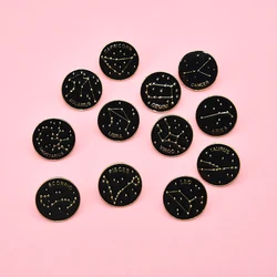 Creative 12 Constellation Badge Star Zodiac Sign Horoscope Leo Libra Virgo Enamel Brooch Personality Lapel Backpack Pins Jewelry