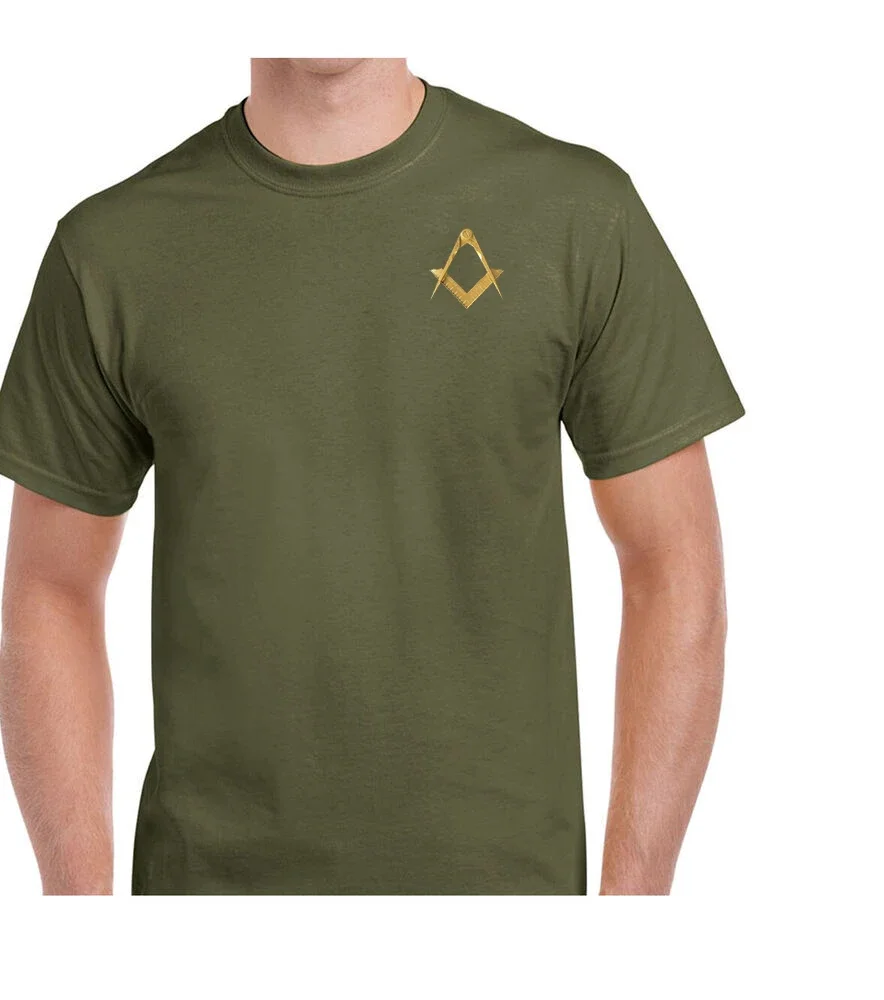 Freemason Square Compass Freemasonry Emblem T-Shirt 100% Cotton O-Neck Summer Short Sleeve Casual Mens T-shirt Size S-3XL