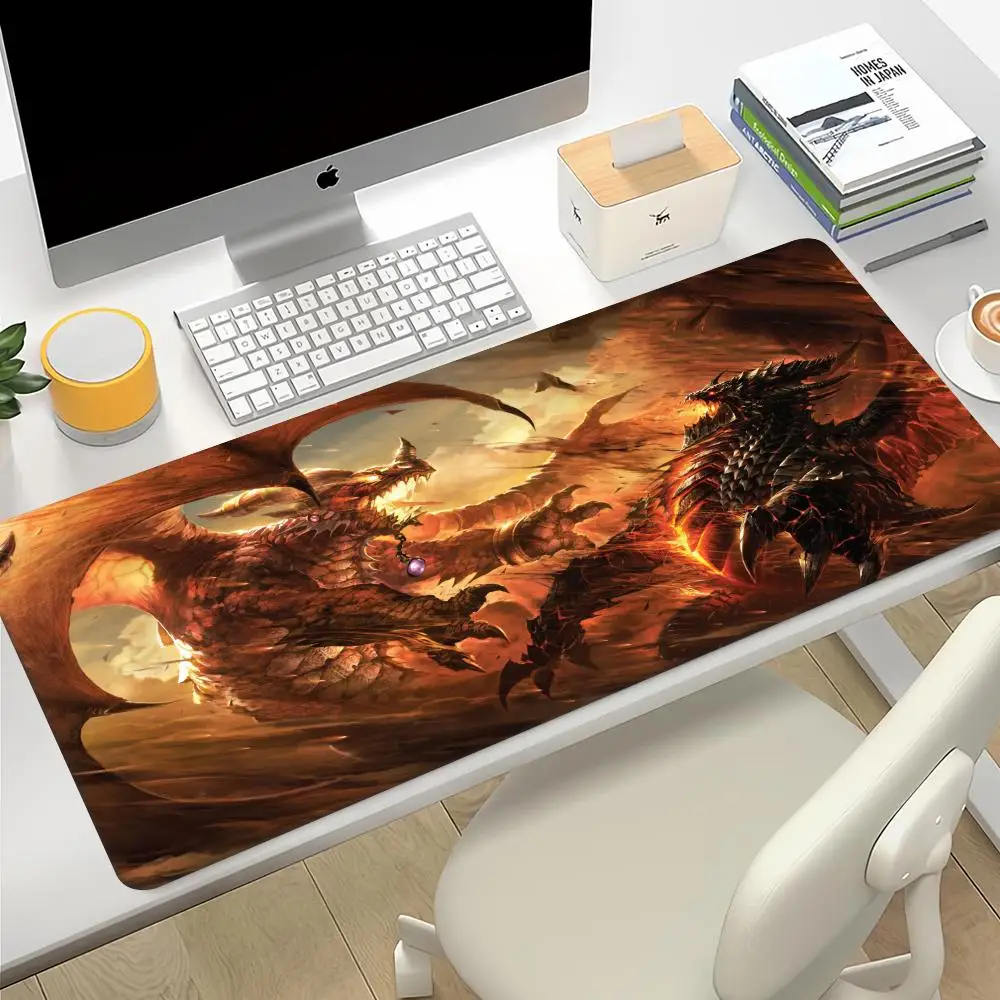 Big Gaming XXL Mouse Pad Desk Mat Phoenix Fire Bird Dragon Anime Mousepad Computer Gamer Mauspad Home Office Gift Pc Accessories