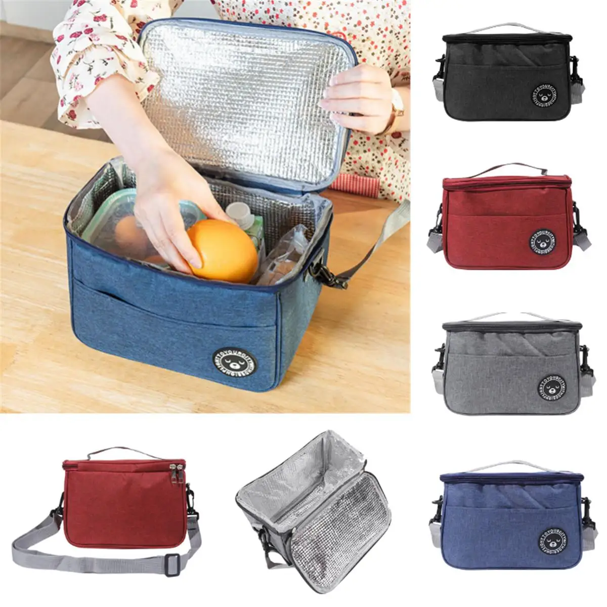 Insulated Lunch Box Men Women Travel Portable Camping Picnic Bag Cold Food Cooler Thermal Bag Kids Insulated Case with Strap