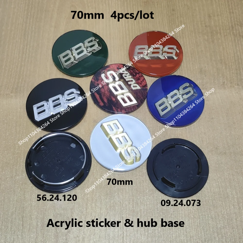 

4pcs 70mm Acrylic PMMA planar surface stickers with Wheel hub center Cap Hub for BBS 0924036 0924073 0924467 5624120 HubCaps