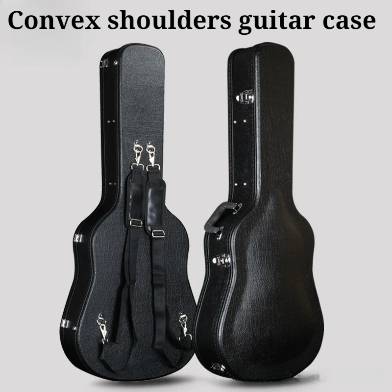

40 Inch Leather Guitar Case Convex Surface Thickened Portable Shoulders Shockproof Guitar Box Musical Instrument Accessories