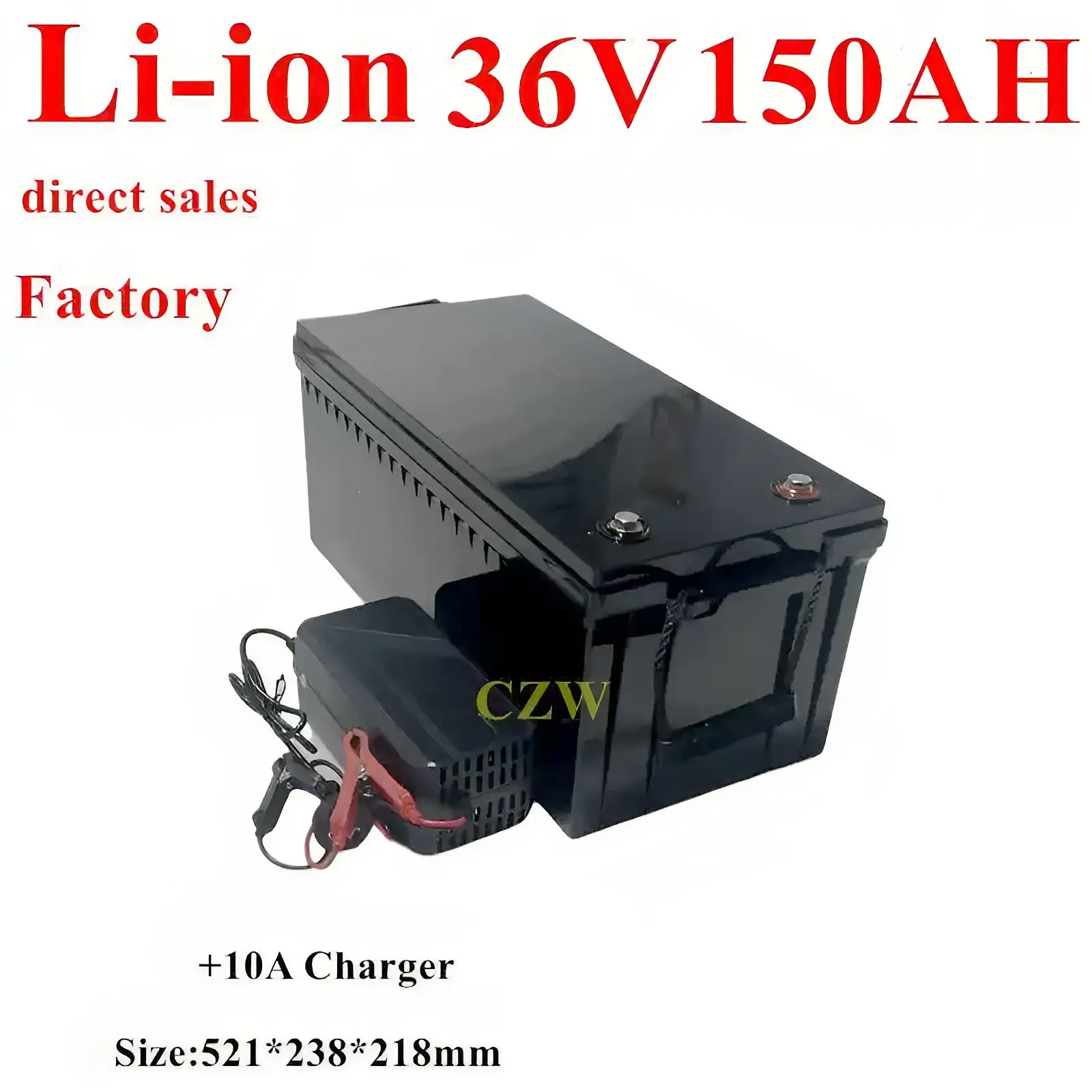 

CZWBatterie Lithium-Ion Étanche 36V, 150Ah, 100A, avec BMS Films, pour Scooter 3000W, 2500W, Sicile, Voiturette de Golf, Vélo So