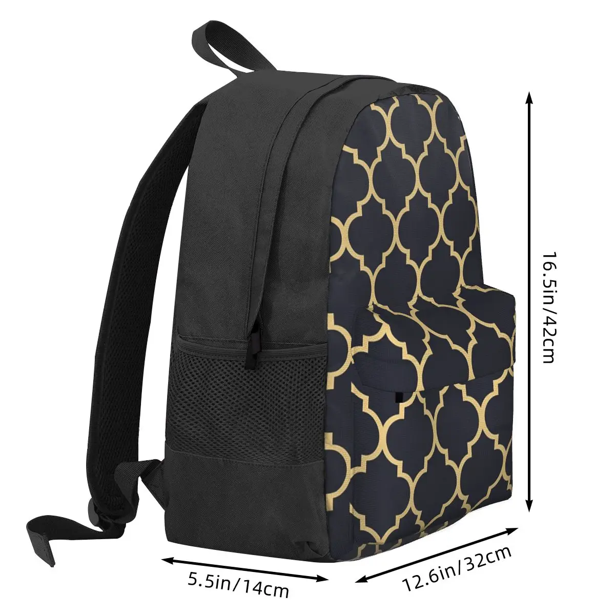 Midnight Blue And Gold Moroccan Trellis Pattern Backpack Hot Sale Daypack Large Capacity Children BookBag Shoulder Bags for Men