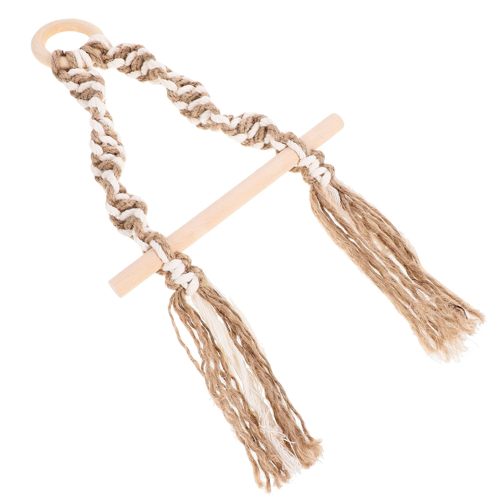 

1pc Roll Paper Holder Cotton Linen Rope Wall Mounted Tissue Rack No Drill Towel Stand For Bathroom Kitchen Decor Wood Color