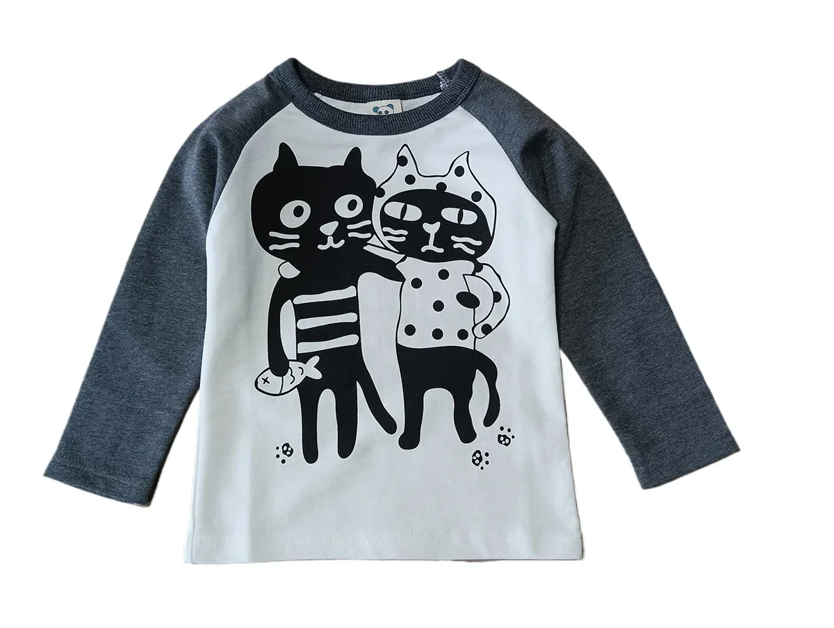 T-shirt à manches longues pour enfant, vêtement pour garçon et fille, avec dessin animé, automne