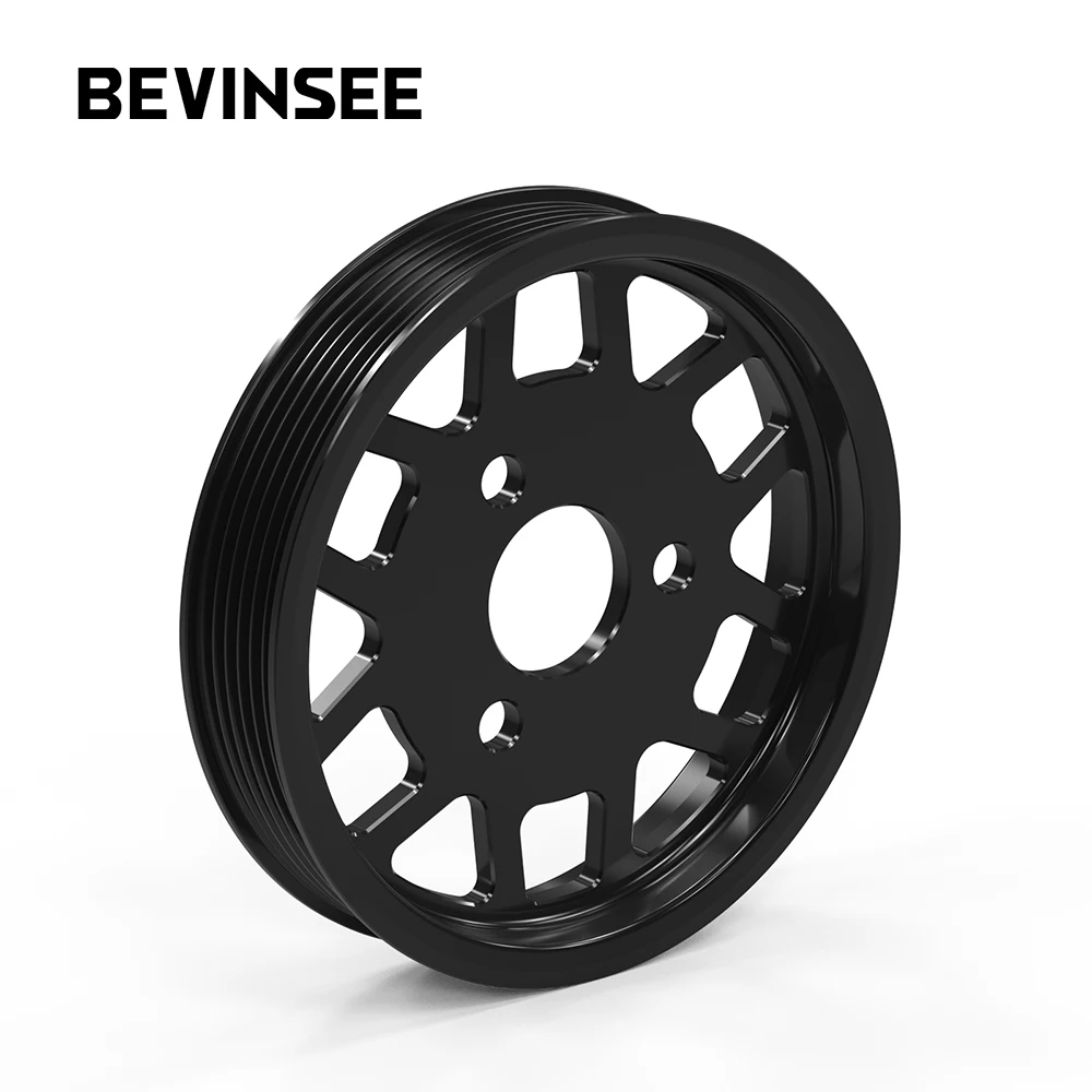 BEVINSEE Aluminum Power Steering Pulley For BMW E46 E36 E39 Z3 X5 E53 For 325i 328i 330i 525i 528i 530i M52 M54 Engine