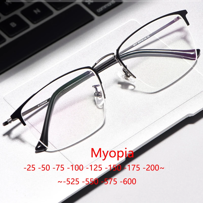 

High Quality Titanium Myopia Glasses Men Business Shortsighted Glasses High Diopter Women Nearsighted Eyewear Ultralight