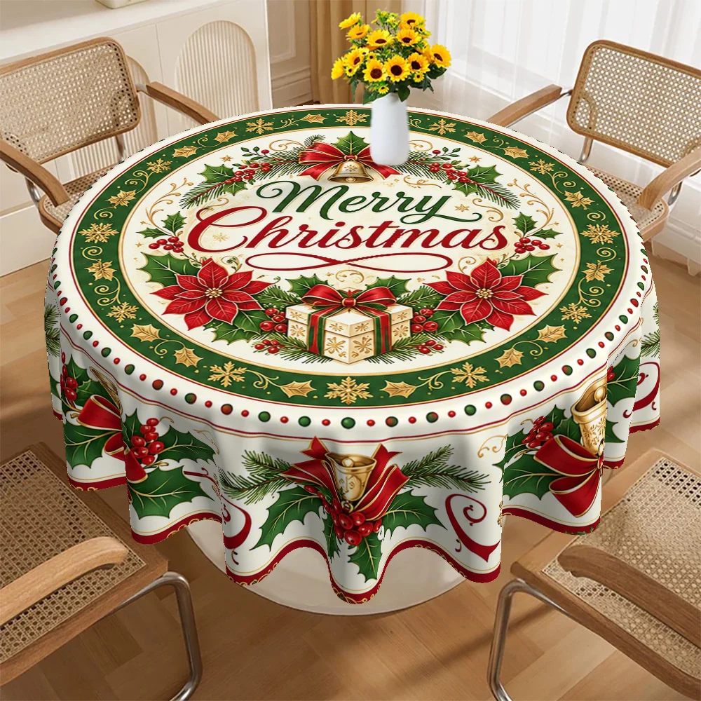 1 tablecloth, Christmas theme, daisy bells, Christmas flower print tableware, tablecloth