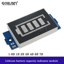 1-8S 1S 2S 3S 4S 6S 7S tek 3.7V lityum pil kapasitesi göstergesi modülü ekran elektrik araç aküsü güç Tester