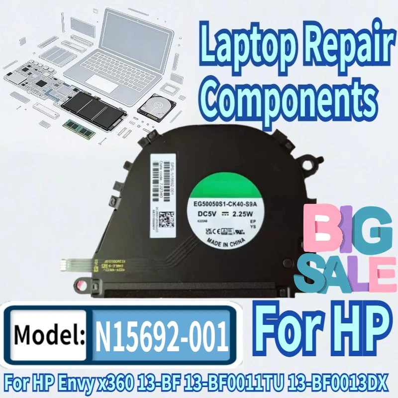 

Laptop CPU Cooling Fan For HP Envy x360 13-BF 13-BF0011TU 13-BF0013DX 13-BF0003FN TPN-C161 N15692-001
