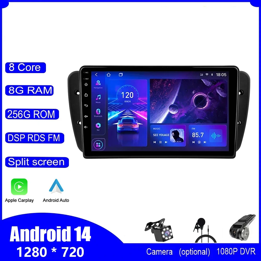 

Android 14 Car Radio Multimedia Video Player For Seat Ibiza 6j 2009 2010 - 2013 Navigation GPS 4G Carplay 9"Inch 2 Din Head Unit