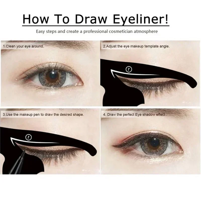 2 pcs/ set Eye Liner Makeup DIY Cat Eye Eyeliner Stencil New Design Eyebrow Stencils Models Eyebrow Eyes Liner Template Shaper