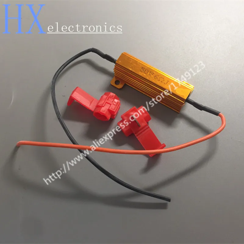 1PCS Auto Lamp LED Decoder Wire For Resistor Decoding 50W 6R Aluminum Alloy