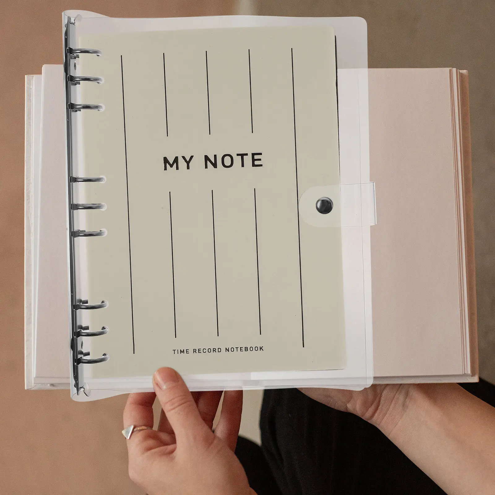 

Clear B5 Binder Plastic Notebook Cover with 9 Holes Reusable Folder for School Office Supplies Scrapbook Journal Notepad