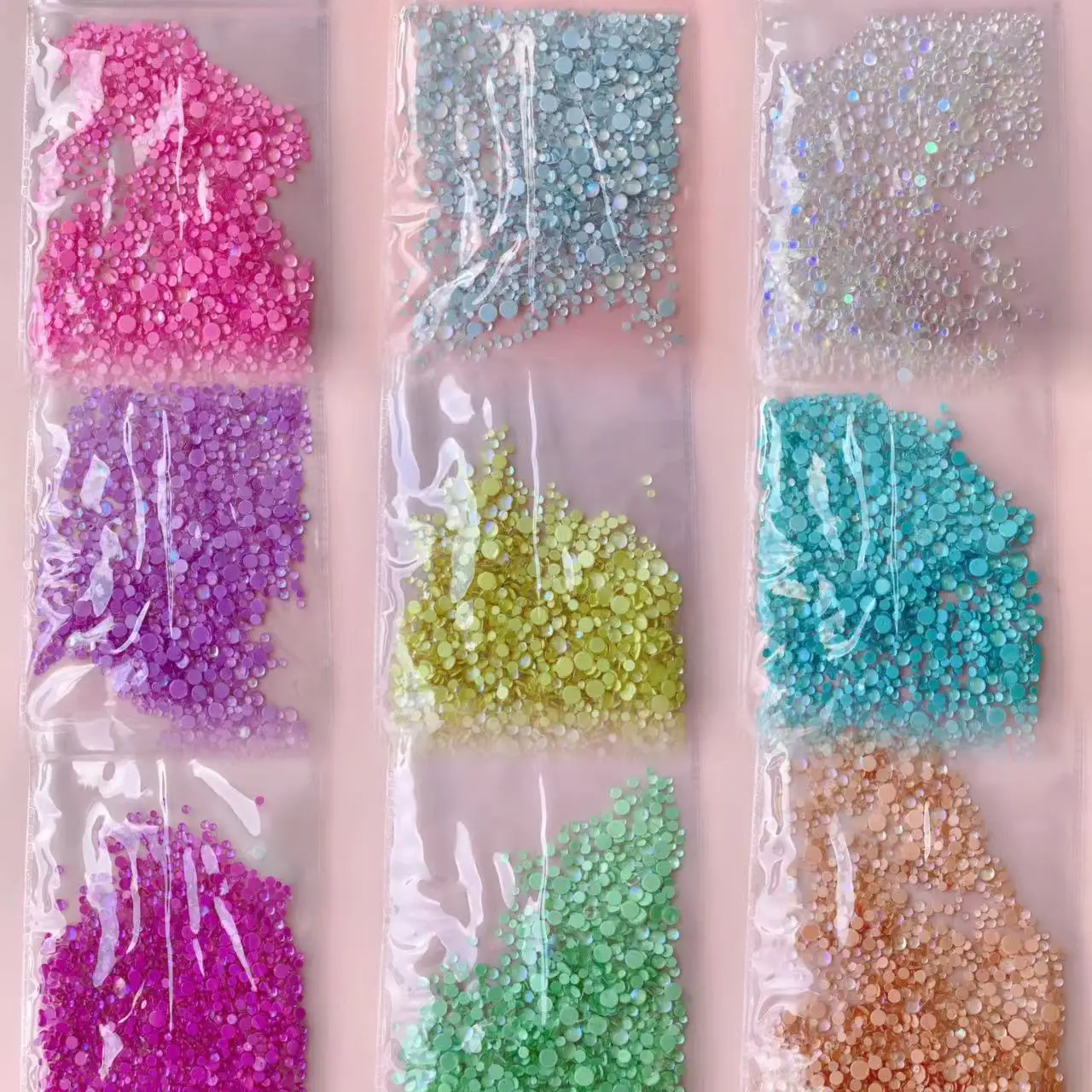 

Aurora Mermaid 3D Bubble Beads1440pcs Grids Mixed Color Crystal Gem Candy-Colored Mermaid Bubble Beads Nail Art Decorations