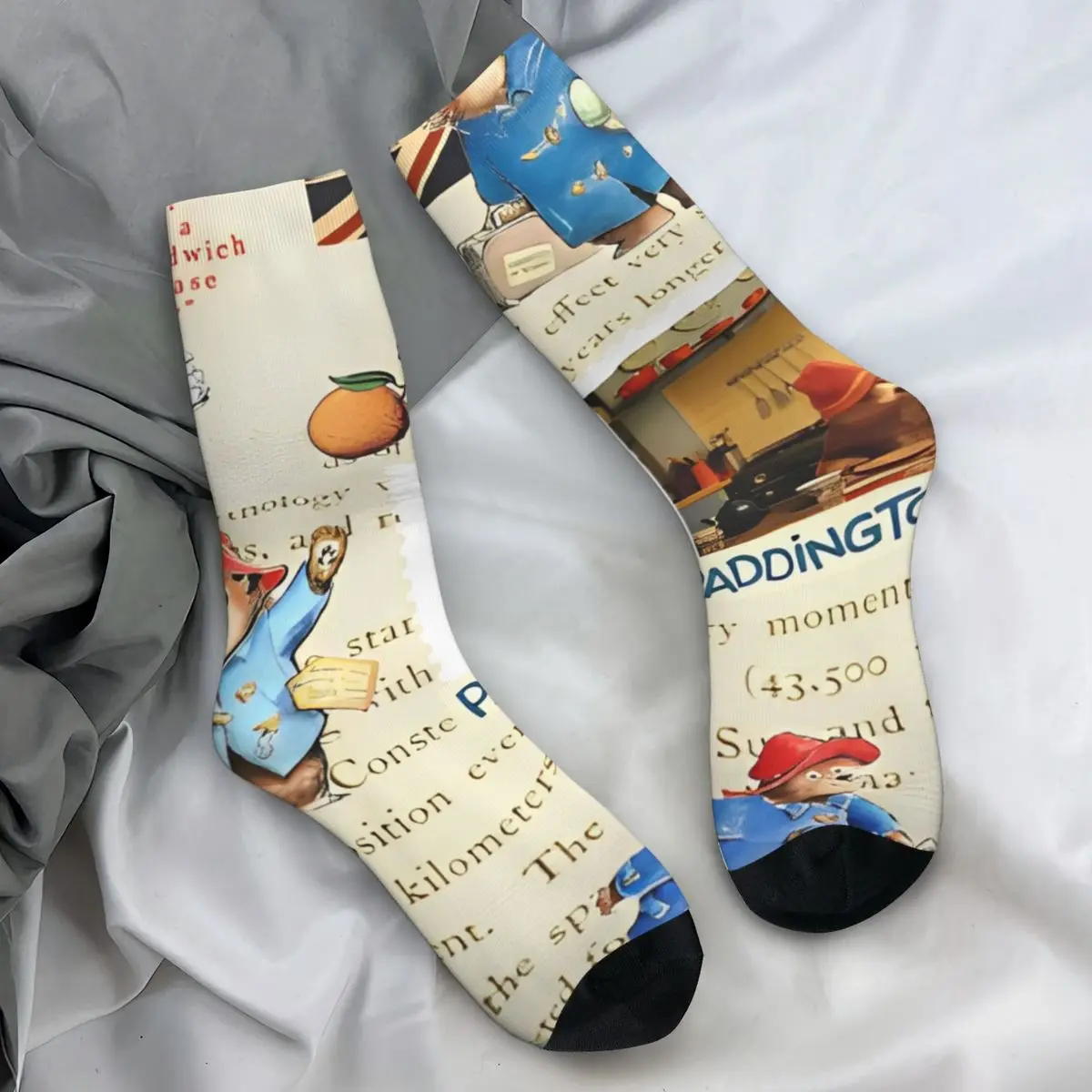 Britain Paddington Brown Bear Stockings Men's Socks High Quality Funny Socks Autumn Running Anti Skid Pattern Socks Gift