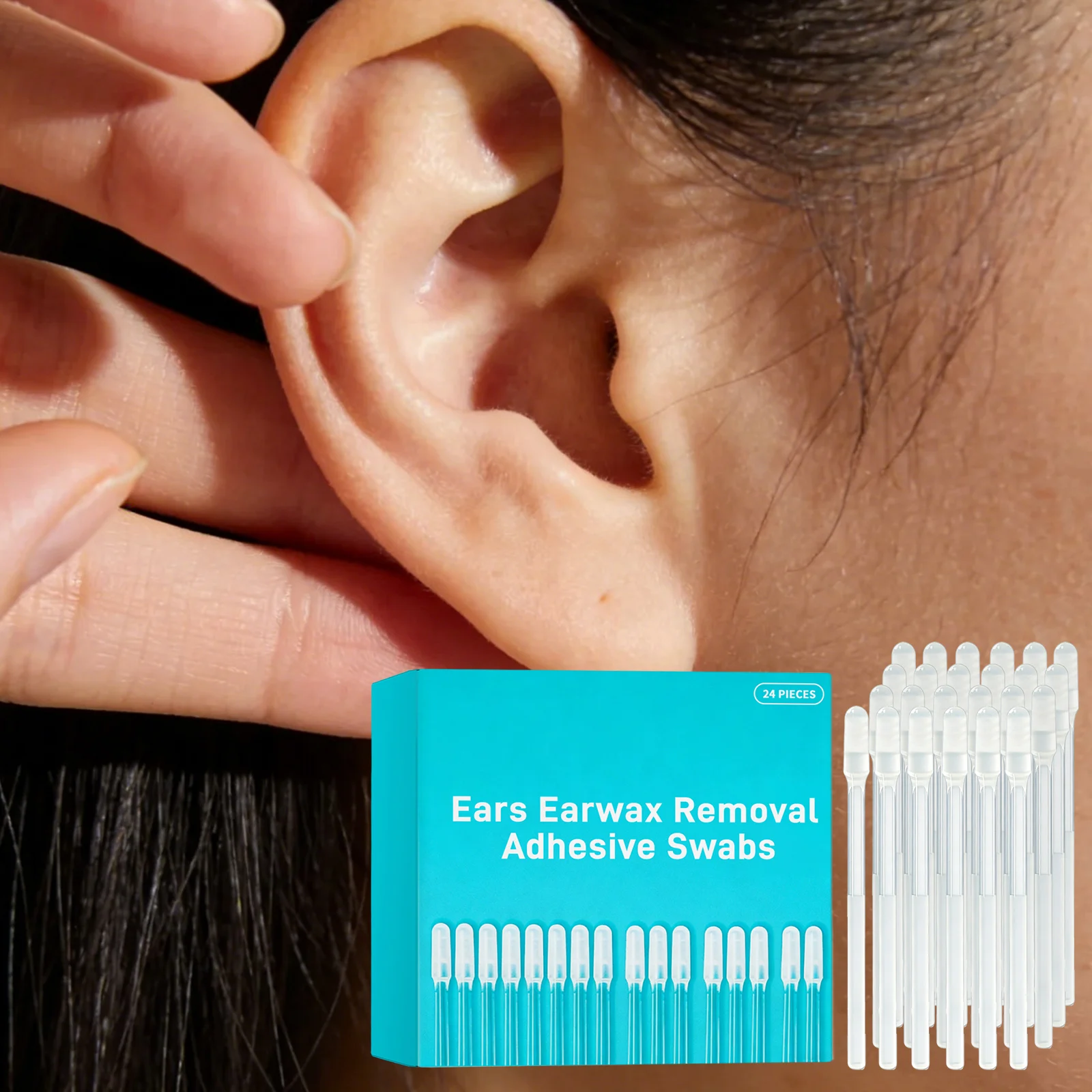 24PCS Sticky Ear Digger Ear Digging Tool Ear Wax Cleaning Special Not Hurt Ear Digging Spoon Ear Digging Cotton Swabs