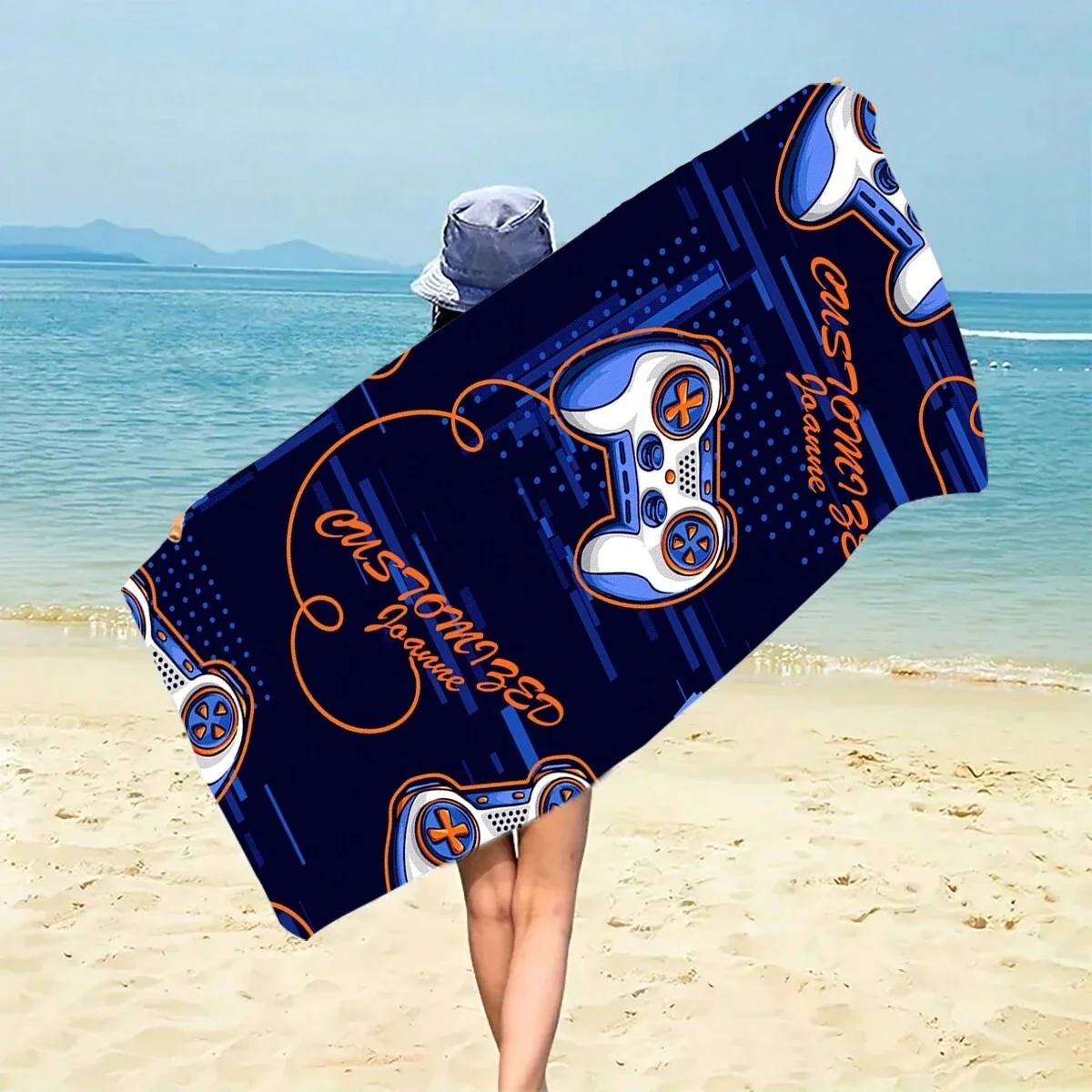 1pc Style Blue Mandalay Pattern Beach Towel,Ultra-Fine Fiber Beach Blanket,Highly Absorbent Bath Towel,Suitable For Summer