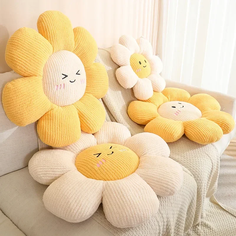 Wind Plush Flower Seat Cushion Smiling Face Home Decor Sofa Pillow Futon Cushion Car Seat Cushion Office Chair Butt Cushion