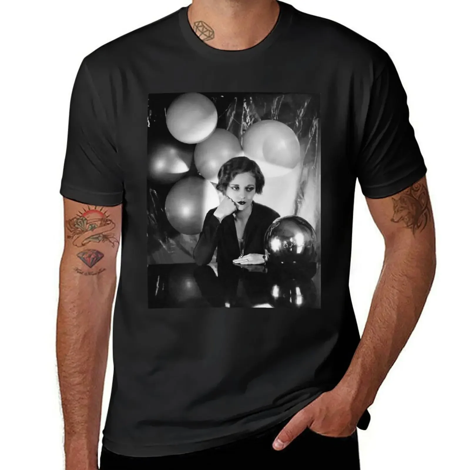 

Tallulah Bankhead Surrounded by Balloons Black & White Photo T-Shirt essential t shirt tops anime t shirts Men's t-shirt