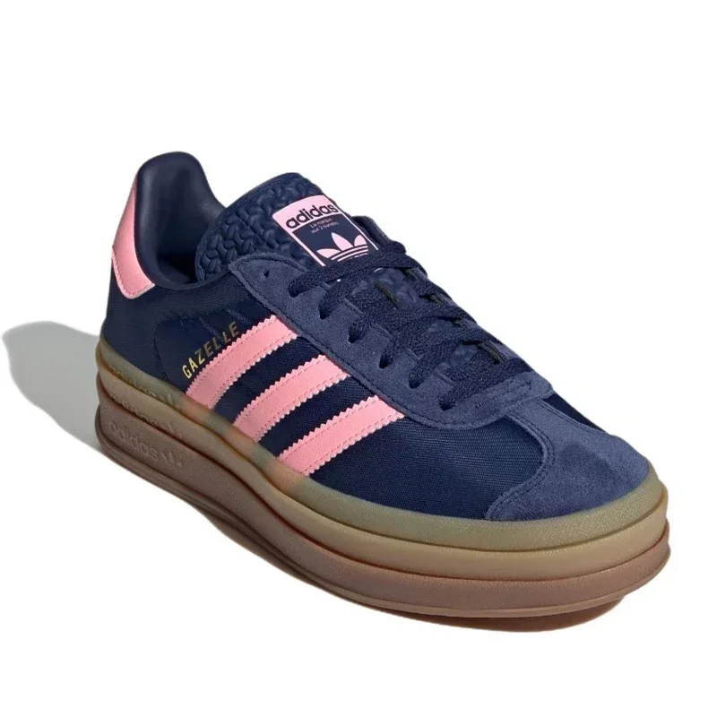 Adidas Originals GAZELLE BOLD Men's Women's Skateboarding Shoes Are Comfortable, Non-slip and Wear Resistant, Dark Blue and Pink