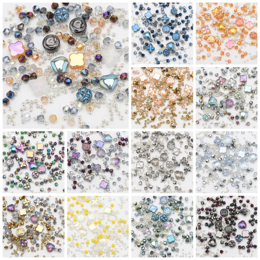 مزيج الزجاج الخرز غير النظامية القلب الصليب شكل كريستال قلادة Seedbeads Bicone DIY بها بنفسك صنع المجوهرات سلاسل الهاتف ديكور الملابس