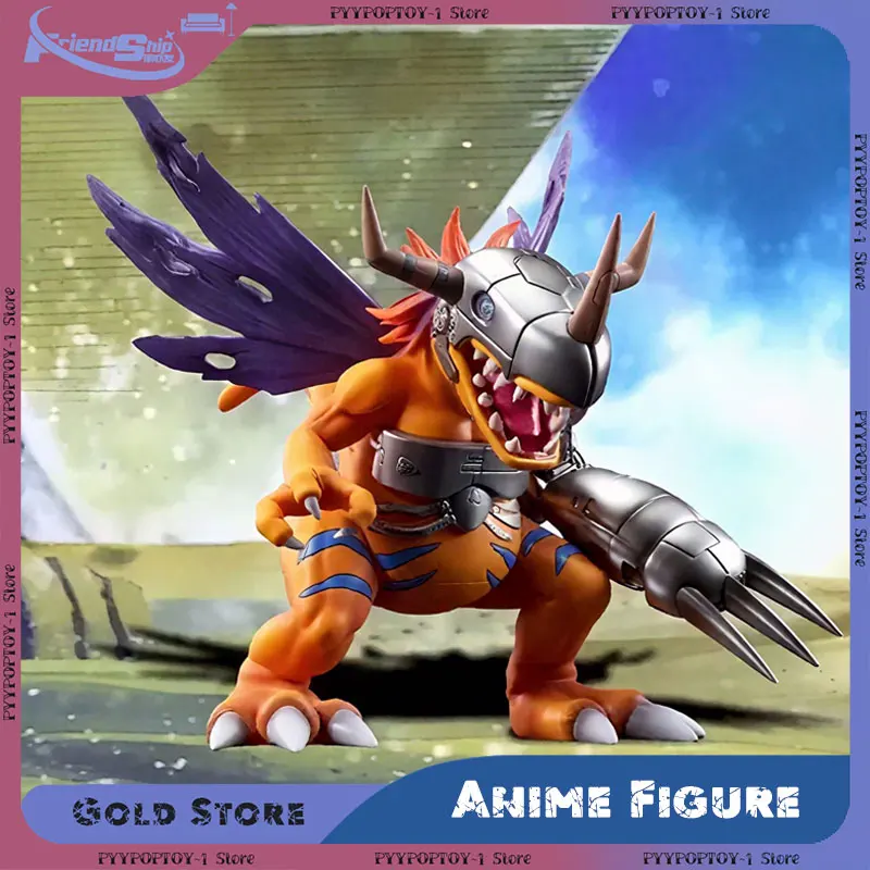 Anime digimon aventura figura guerra metal greymon figura de ação pvc estátua desktop exibição decorativa coleção modelo brinquedos presentes