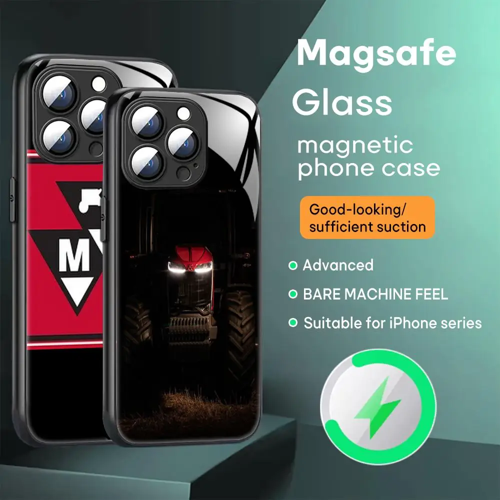 red-Massey Ferguson tractor Phone Case For iPhone 15 14 13 12 11 X XR XS XSMAX 8 7 Plus Mini Pro Max Glass Magnetic Phone Case