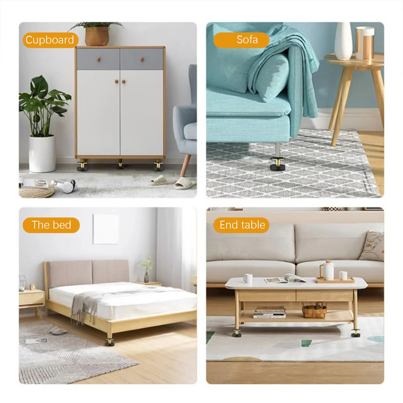 سدادات للوح الأمامي مضادة للاهتزاز ، أرجل أثاث قابلة للتعديل ، إطار سرير ملولب ، ملحقات ثابتة خالية من المثبت ، 4 4.5