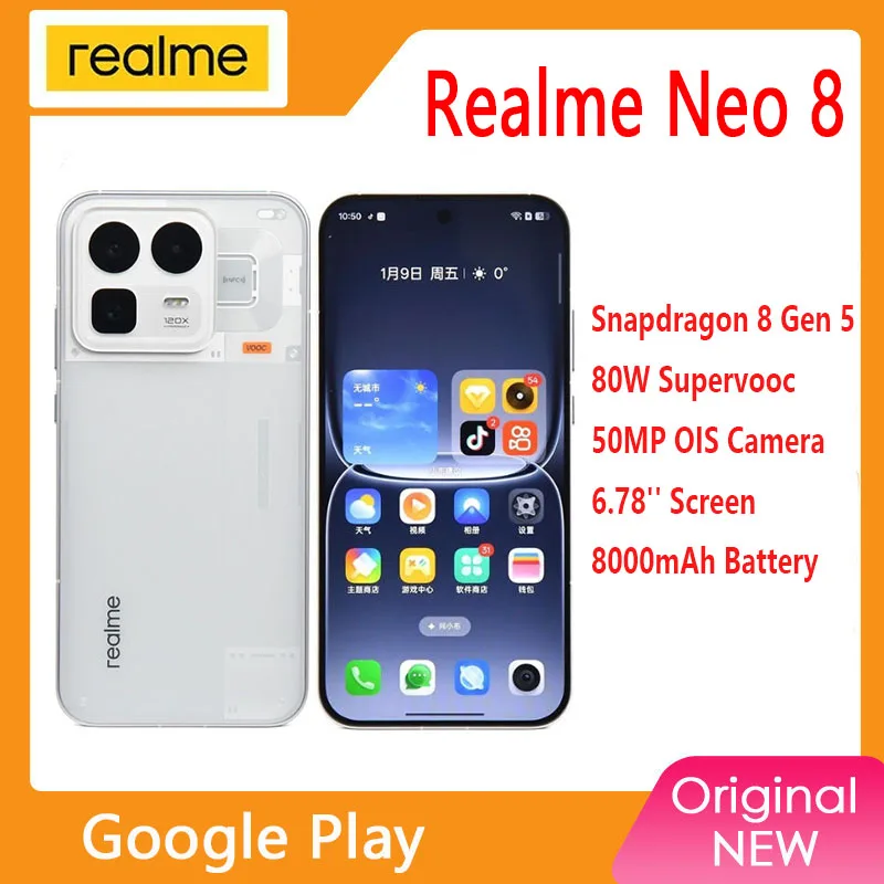 Realme Neo 8 Unlocked 165Hz Snapdragon 8 Gen5 50MP OIS 8000mAh 80W