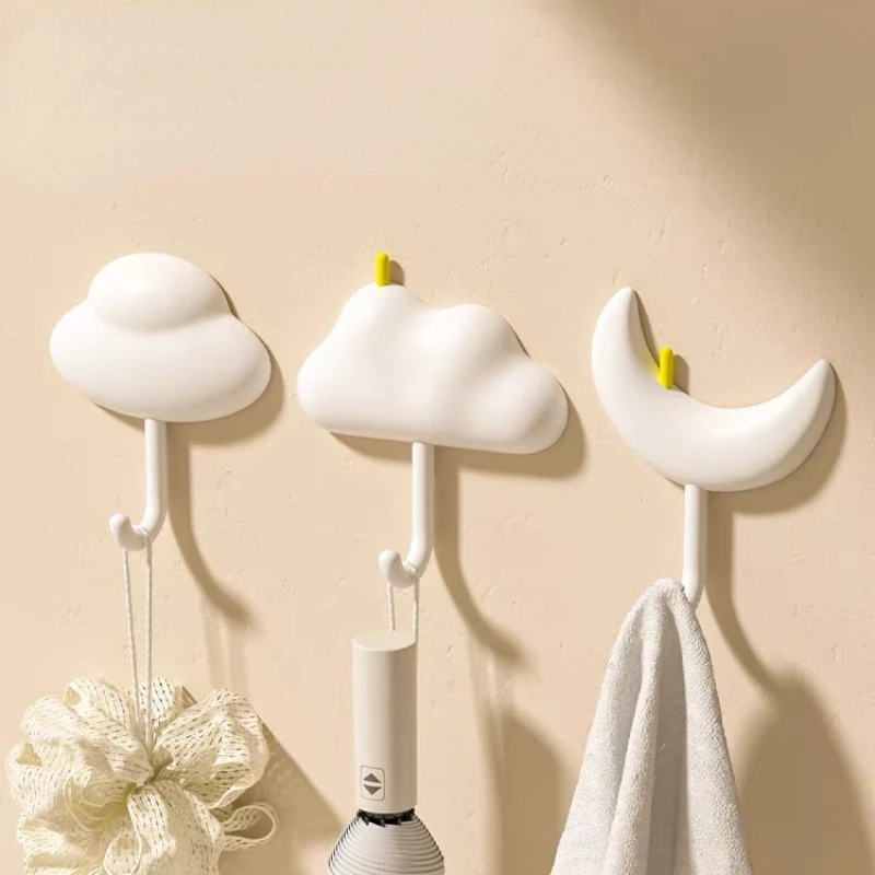 3pcs Cloud Hooks No-punch Non-marking Adhesive Backed Adhesive Hooks Kitchen Bathroom Wall Cute Hooks