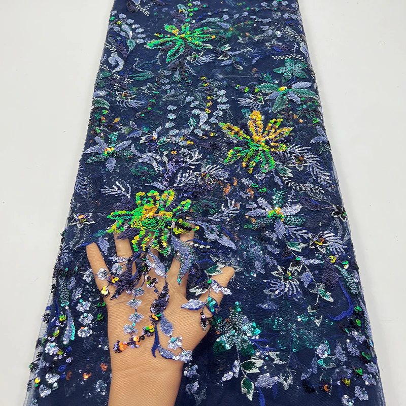 نسيج شبكي من الدانتيل الفرنسي الفاخر، فستان قماش دانتيل مطرز بالترتر والترتر الأفريقي عالي الجودة صغير الحجم متعدد الألوان