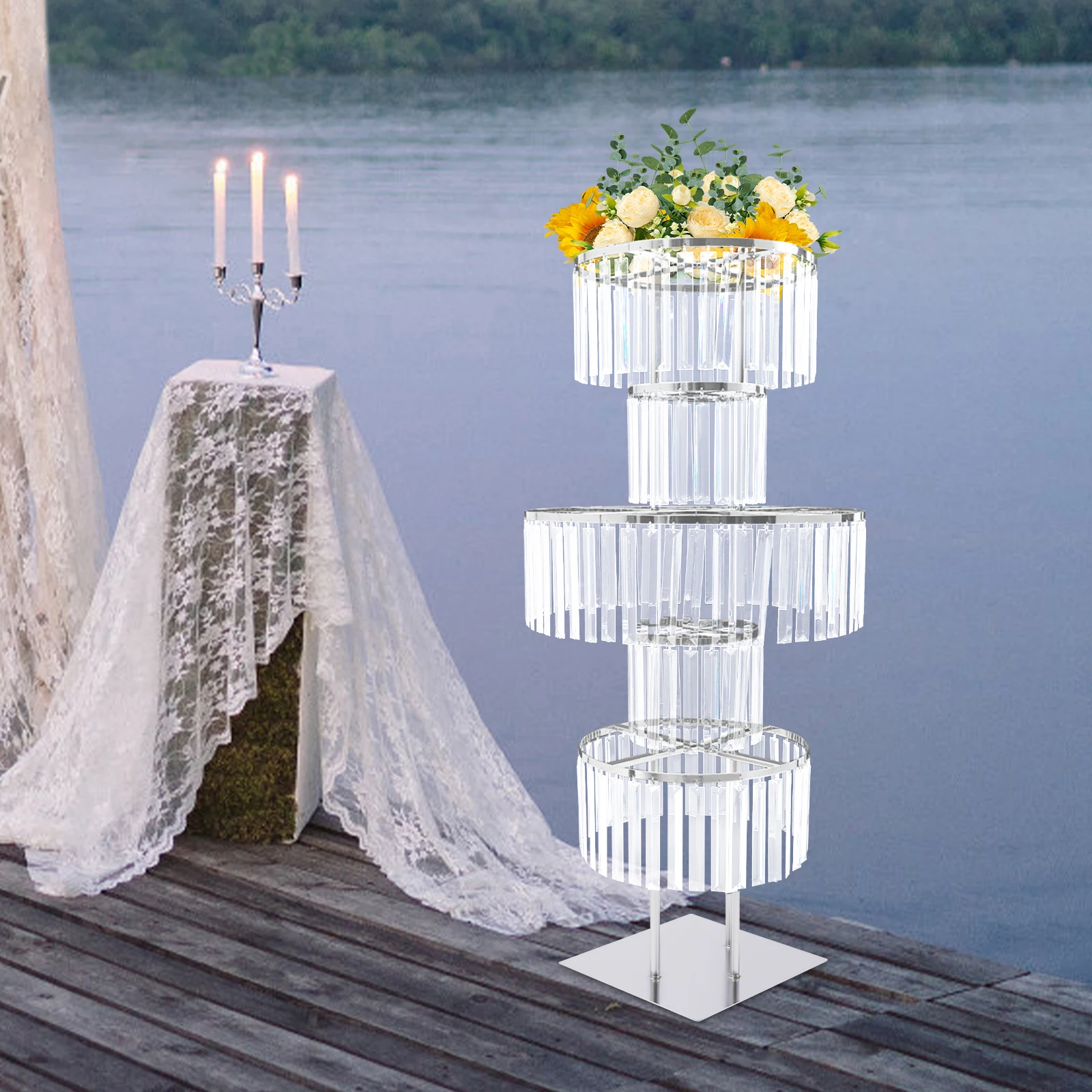 

5 Tier Flower Stand Round Flower Stand for Wedding Reception Birthday Party Events Home Decor 43.3in Height