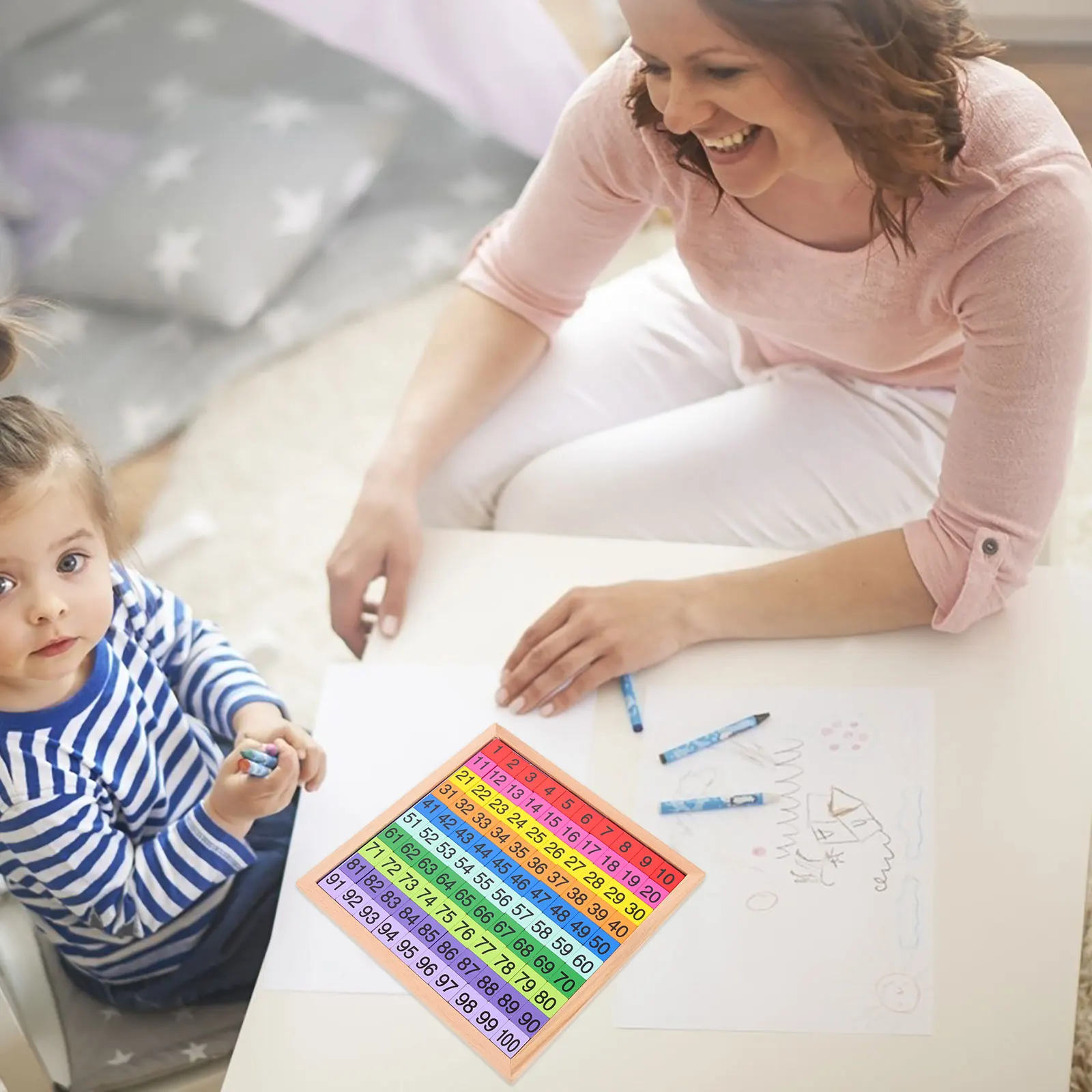 

Wooden Math Toy Lightweight Portable Children Educational Mathematical Train Counting Board Interactive Game Safe Rounded