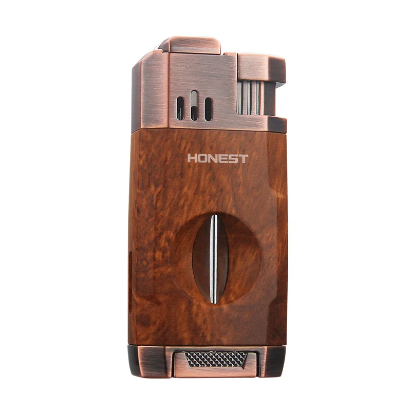 HONEST Windproof Double Jet Flame Butane Cigar Lighter with Cutter, Refillable Durable Torch for Outdoor Cigars & Pipe Lighting - Image 4