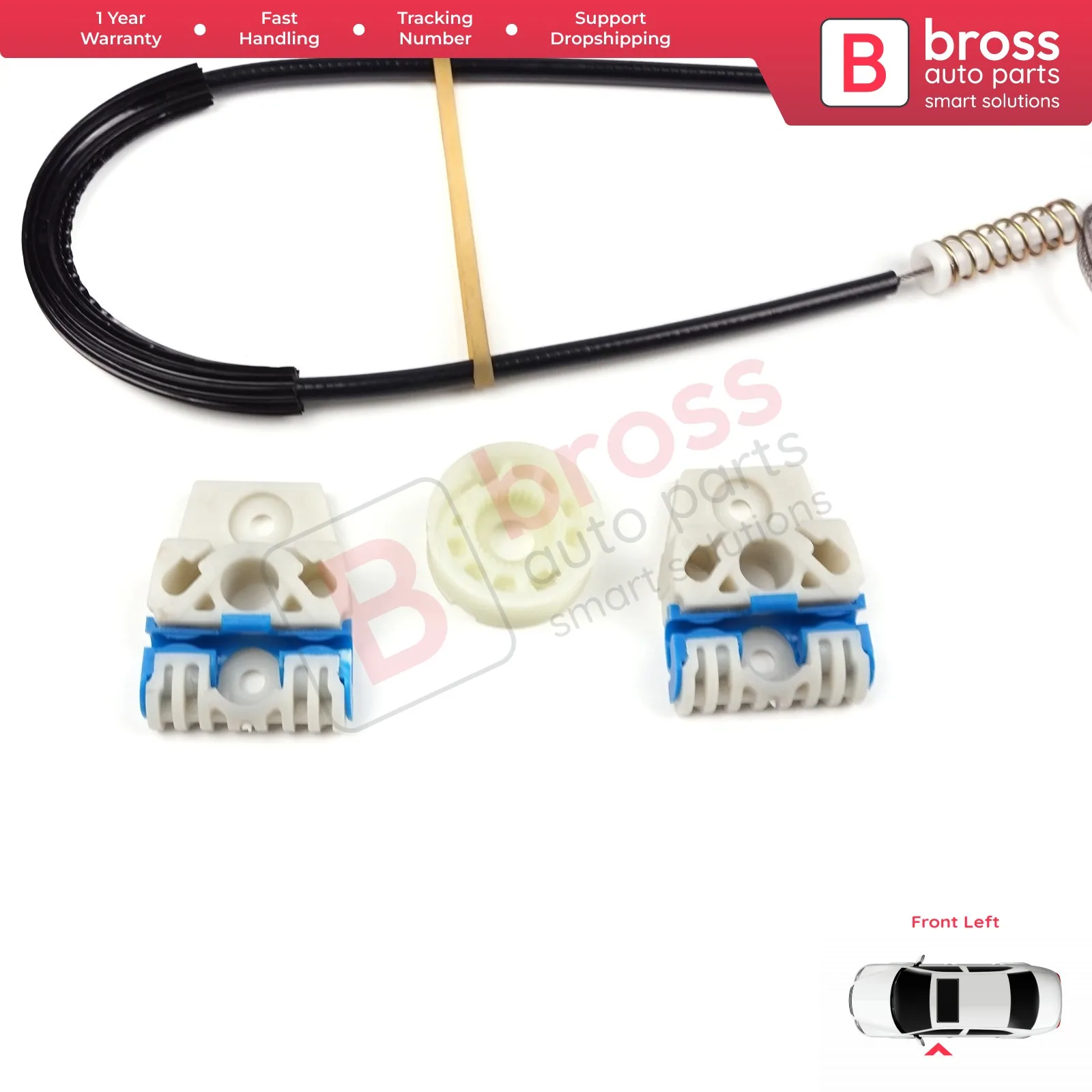 Bross ricambi Auto BWR601 Kit di riparazione alzacristallo elettrico porta anteriore sinistra per VW Jetta 2005-09 VW Golf 5 2003-2009