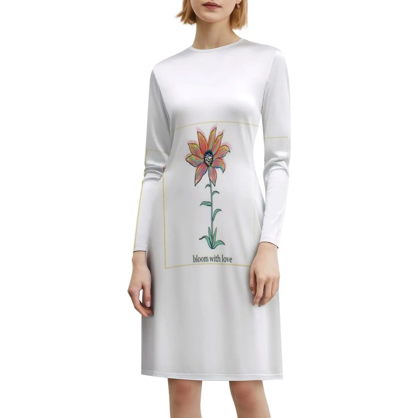 فستان نسائي أنيق للحفلات من Bloom With Love فستان على شكل حرف a مع خيارات قصيرة/طويلة/بدون أكمام زهور ربيع رومانسي