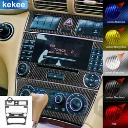 For Mercedes C Class W203 2005 2006 2007 Center Console Panel Cover Tuning Real Carbon Fiber Stickers Car Interior Accessories