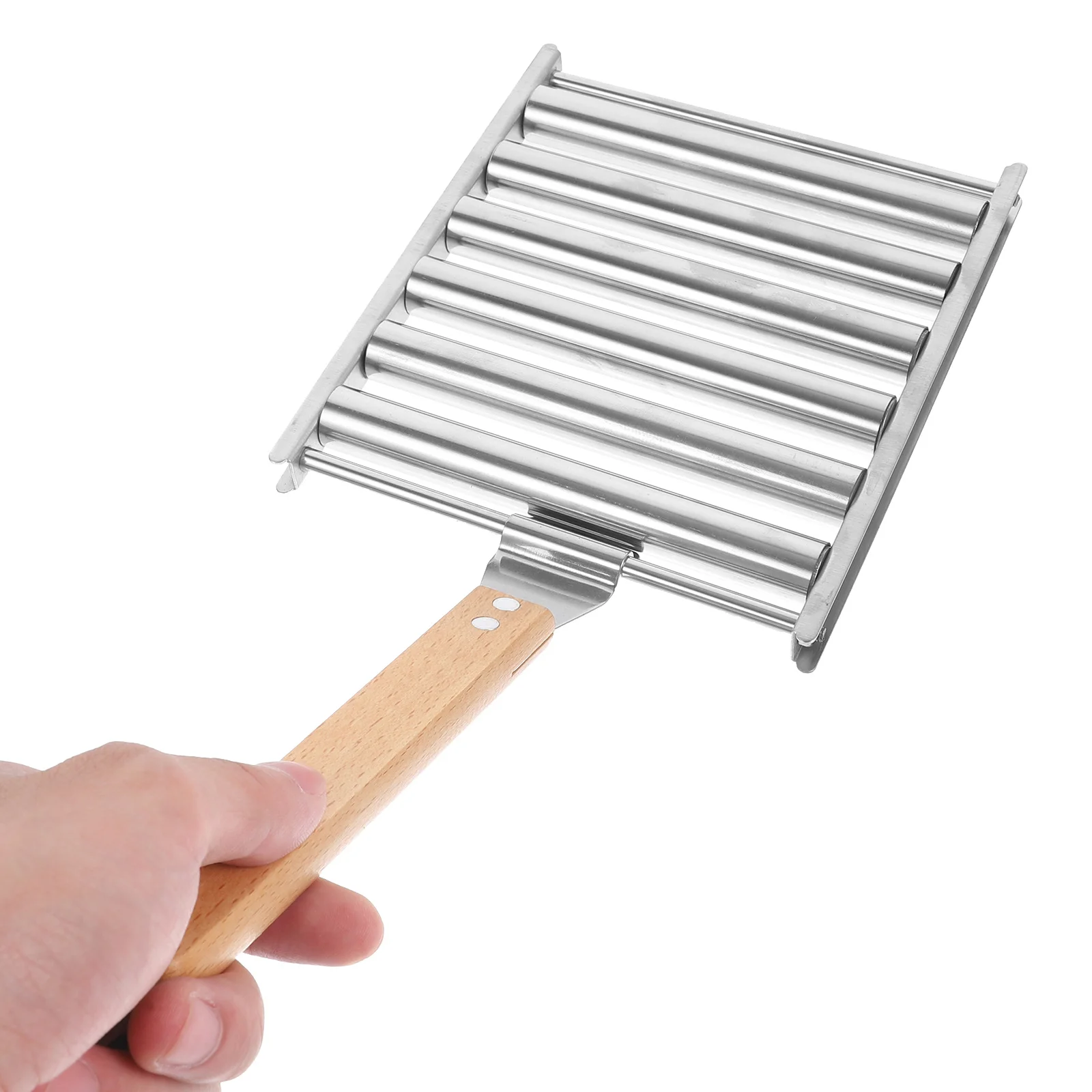 

Stainless Steel Sausage Rolling Barbecue Grill Camping Portable High Temp Resistance Multiple Sausages Baking Compact Firewood