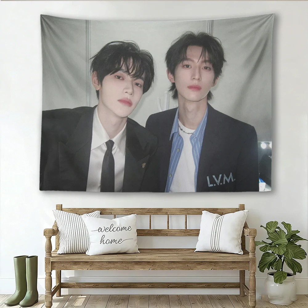 Korean Idol Duo Tapestry Aesthetic Wall Hanging Poster Couple Portrait Fabric Tapestry Bedroom Dorm Room Decor