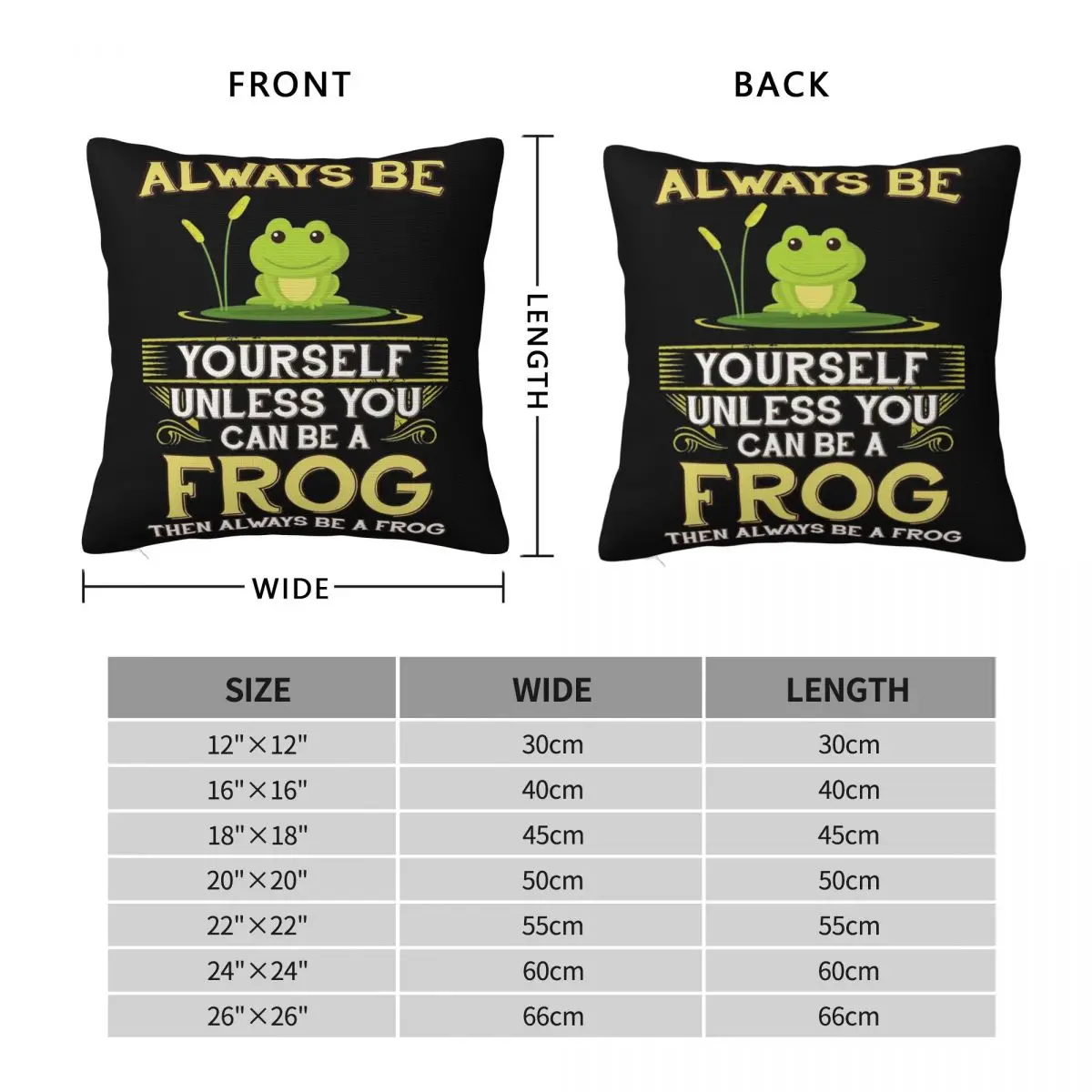 Always Be Yourself Frog Lovers Square Pillowcase Polyester Linen Velvet Pattern Zip Decor Pillow Case Sofa Cushion Case