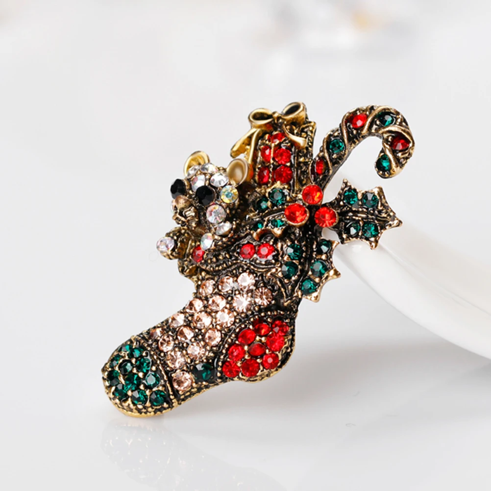 

2Pcs Cute Jingle Bell Brooch Christmas Theme Red Crystal Pin for Sweater Dress Suit Accessory Festive Jewelry Gift