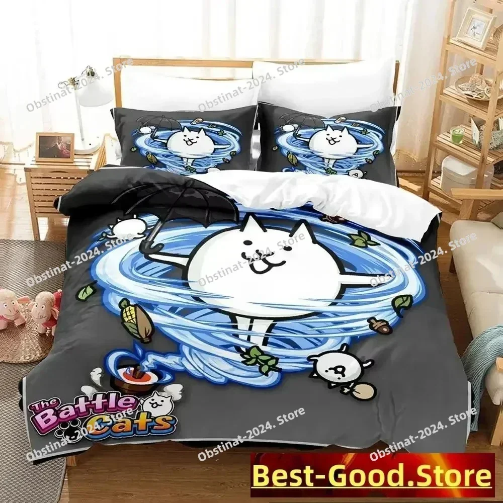 Game The Battle Cats Unite Bedding Set Printed single Comforter Quilt Bed Cover Duvet Cover Pillow Case 3 Pieces Kids Adult Size
