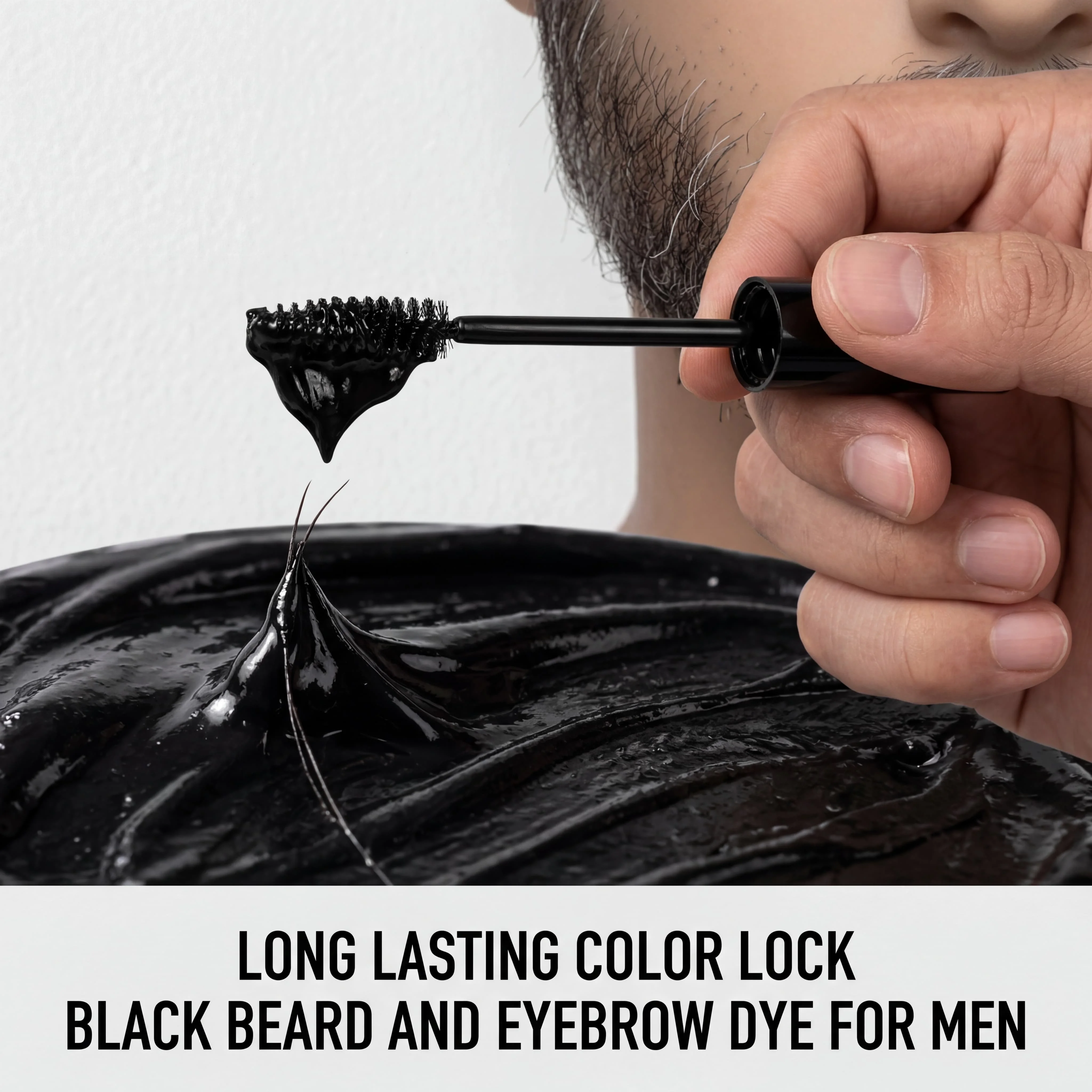 Black Beard Dye Gel Stick Men Eyebrow Touch Up Gel Temporary Beard Dye Natural Black Beard Color Stick Castor Oil Beard Gel 12ml