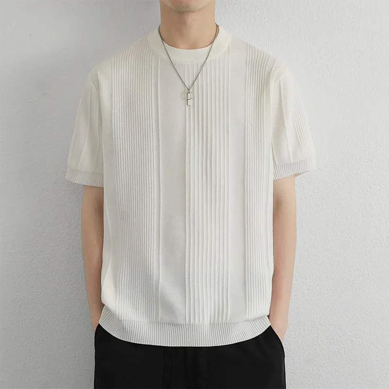 

Мужская трикотажная футболка с коротким рукавом и круглым вырезом, легкая, класса люкс, из полиэстеровой смеси, весна-лето