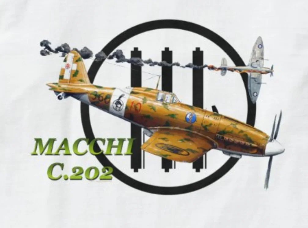 WW II Italian Macchi C.202 Fighter Airplane T-Shirt. Summer Cotton Short Sleeve O-Neck Mens T Shirt New S-3XL