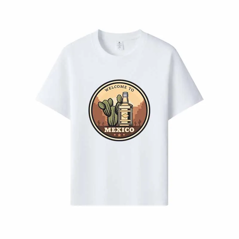Bienvenue au Mexique - T-shirt pour homme en tissu doux, style rétro western du désert, coupe ample et confortable