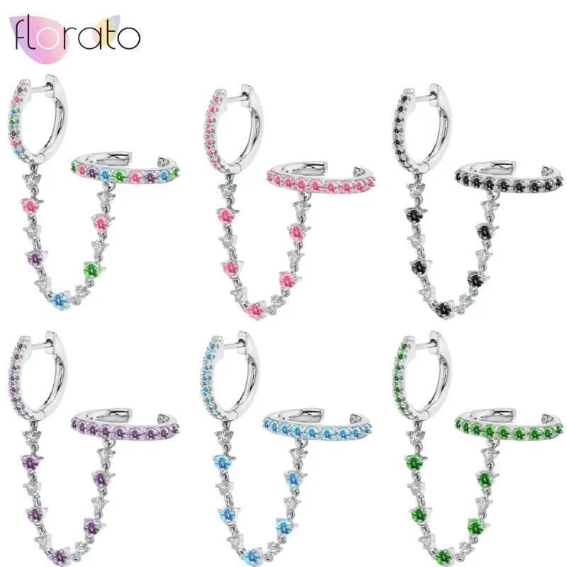 

925 sterling Silver Ear Needle Personalized Temperament Versatile String Zircon Chain Earrings Light luxury Fashion Wedding Gift